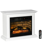 Simplie Fun 31" Electric Fireplace with Dimmable Flame Effect and Mantel, Freestanding Space Heater with Log Hearth and Remote Control, 1400W, White