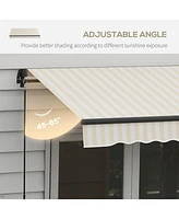 Streamdale Furniture 8' x 6.5' Retractable Awning, Patio Awning Sunshade Shelter with Manual Crank Handle, 280gsm Uv Resistant Fabric and Aluminum Fra