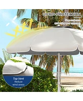 Streamdale Furniture 5.7' Portable Beach Umbrella with Tilt, Adjustable Height, 2 Cup Holders & Hooks, Uv 40+ Ruffled Outdoor Umbrella with Vented Can