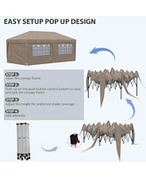 Simplie Fun 10' x 19.5' Pop Up Canopy Tent with Sidewalls, Upf 30+ Height Adjustable Large Party Tent Event Shelter with Leg Weight Bags and Wheeled C