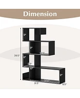 Costway 1 Pcs 5-Tier S-Shaped Bookshelf with Open Cubes Anti-Toppling Kits Freestanding Bookcase
