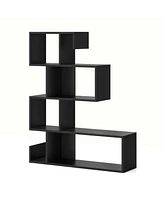 Costway 1 Pcs 5-Tier S-Shaped Bookshelf with Open Cubes Anti-Toppling Kits Freestanding Bookcase