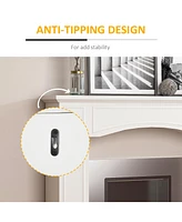 Modern Fireplace Mantel, Surround Mantels for Fireplace with Decorative Pattern Interior Width 29" White