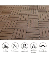 Streamdale Furniture Wood Plastic Composite Deck Tiles Set of 20pcs, Composite Decking Resist Rust, Water, Weather, Easy to Diy & Maintain, Indoor&Out