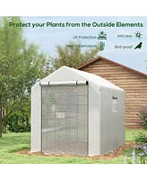 8' x 6' x 7' Walk-in Greenhouse with Mesh Door and Windows, 18 Shelf Green House with Trellis, Plant Labels, Uv protective for Growing Flowers, Herbs,