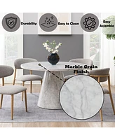 Streamdale Furniture Kacey Round Dining Table, Engineered Stone Finish