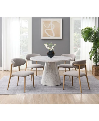 Streamdale Furniture Kacey Round Dining Table, Engineered Stone Finish