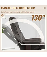 Simplie Fun Recliner with Ottoman, Swivel Recliner Chair and Ottoman, Faux Leather Reclining Chair with High Back and Wood Frame for Living Room, Bedr