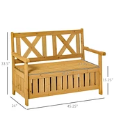 Streamdale Furniture Patio Wooden Bench with Storage Box, 29 Gallon Outdoor Storage Bench, Large Entryway Deck Box w/ Unique X