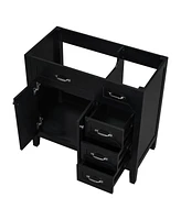 36" Bathroom Vanity without Sink, Cabinet Base Only, Bathroom Cabinet with Drawers, Solid Frame and Mdf Board, Black