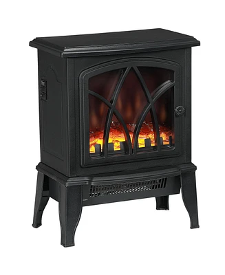 Streamdale Furniture Electric Fireplace Stove, 18" Freestanding Fireplace Heater with Realistic Flame, Overheating Protection, Portable, 750W/1500W, B