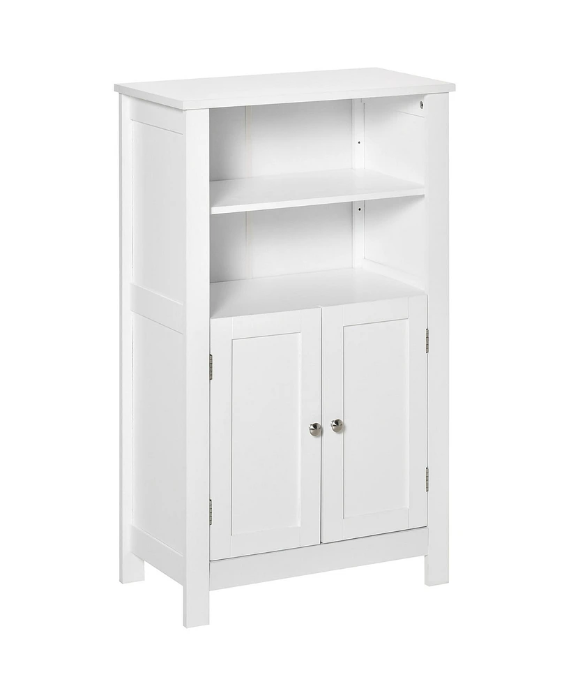 Streamdale Furniture Bathroom Floor Cabinet, Freestanding Bathroom Cabinet with 2 Open Shelves, Double Doors and Adjustable Shelves, Wooden Storage Ca