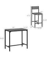 Simplie Fun 3 Piece Bar Table and Chairs, Industrial Dining Table Set for 2, Counter Height Kitchen Table with Bar stools, Breakfast Table Set for 2 f