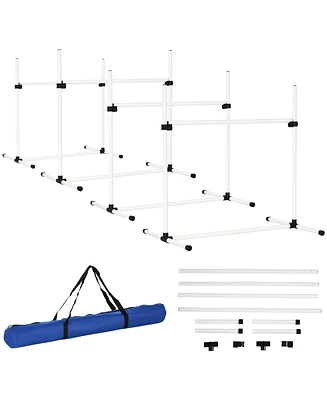 Streamdale Furniture 4 Piece Dog Agility Training Equipment for Dog Agility Course with Adjustable Height Jump Bars, Included Carry Bag, & Displacing