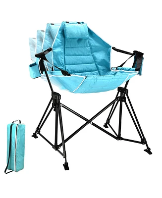 Streamdale Furniture Hammock Camping Chair Folding 350 lbs Foldable Portable Rocking Chairs for Adults Outside Swinging Camp with Stand Lawn Garden Ha