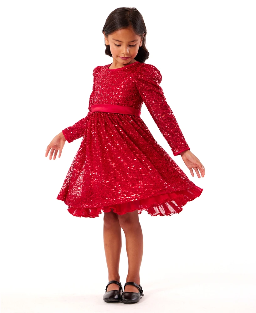 Bonnie Jean Toddler Girls Red All Over Sequin Dress