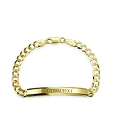 Bling Jewelry Bar Name Plated identification Id Bracelet For Men 5 Mm Miami Cuban Curb Link Chain Link 180 Gauge Yellow Gold Plated Sterling Silver