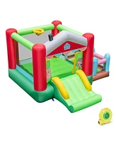 Costway 4-in-1 Farm Themed Inflatable Bounce House with Slide Ball Pit & Basketball Hoop