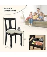 Gymax Set of 4 Upholstered Wooden Dining Chair w/ Seat Storage Space Brown