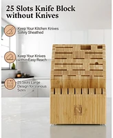 Cook N Home 25 Slots Bamboo Universal Knife Holder Countertop Butcher Block Knife Stand