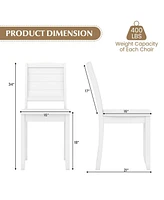 Costway Armless Wood Dining Chair Set of 2 with Rubber Legs Curved Backrest Kitchen
