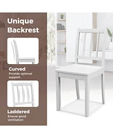 Wood Dining Chair Set of 2 with Rubber Legs Curved Backrest for Kitchen