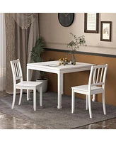 Wood Dining Chair Set of 2 with Rubber Legs Curved Backrest for Kitchen