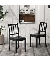 Costway Wood Dining Chair Set of 2 with Rubber Legs Curved Backrest for Kitchen