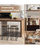 Costway 28" Bar Stools Set of 4 Backless Dining Stools with Footrest Sturdy Metal Frame