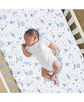 Lambs & Ivy Little Skipper Cotton Nautical Sailboat Fitted Crib/Toddler Sheet