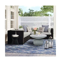 LuxenHome Light Gray MgO Indoor and Outdoor Round Coffee Table