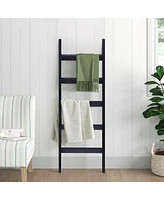 LuxenHome Black Wood 4.8ft Decorative Blanket Ladder
