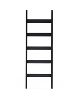 LuxenHome Black Wood 4.8ft Decorative Blanket Ladder