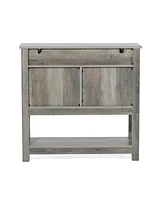 LuxenHome 35.43" Wide Server 2-Drawer 2-Door Buffet Storage Cabinet