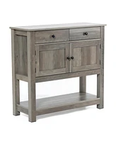 LuxenHome 35.43" Wide Server 2-Drawer 2-Door Buffet Storage Cabinet