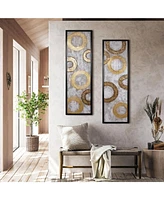 LuxenHome 2-Piece Gold and Brown Metal with Black Rectangle Frame Wall Decor Set