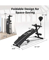 Costway Adjustable Decline Sit-Up Bench for Home Gym with Speed Ball and Resistance Bands