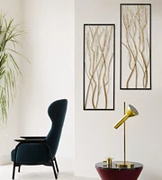 LuxenHome Gold Metal Branch Wall Decor, Set of 2