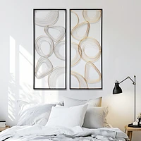 LuxenHome Gold and Silver Abstract Rectangular Metal Wall Decor, Set of 2