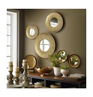 LuxenHome 3-Piece Gold Metal Round Wall Mirror Set