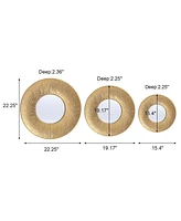 LuxenHome 3-Piece Gold Metal Round Wall Mirror Set