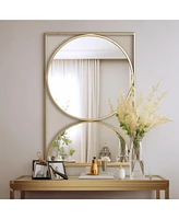 LuxenHome Gold Hourglass Frame Metal Modern Accent Wall Mirror