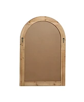 LuxenHome Wood Framed Arch Window Wall Mirror