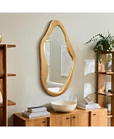 LuxenHome Freeform Pine Wood Frame Free Form Wall Mirror