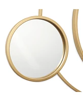 LuxenHome Orbit Modern Gold Metal Frame Round Wall Mirror