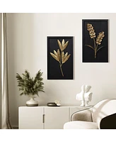 LuxenHome 2-Piece Flower Bouquet Modern Wall Decor Set Black and Gold Abstract Wall Art Hanging Decoration