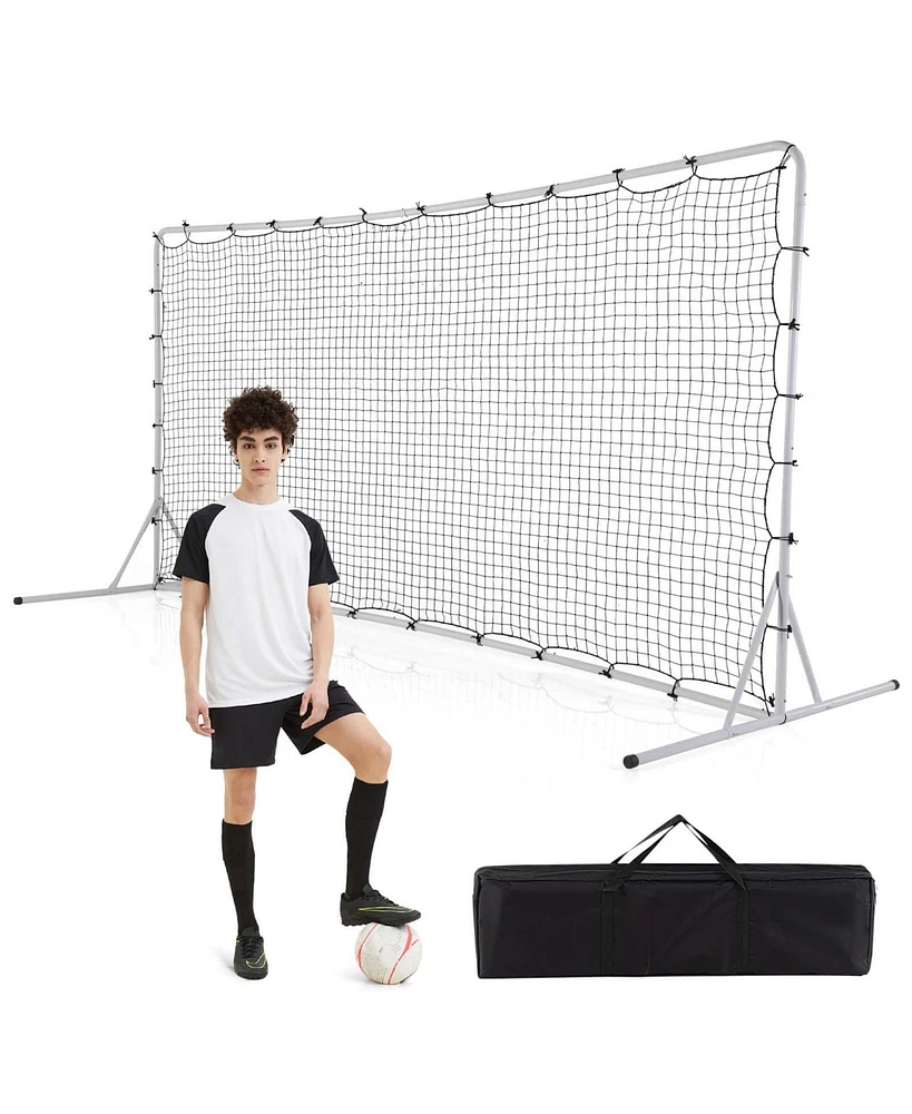 Costway Soccer Rebounder Net 12 x 6 Ft Portable Football Training Equipment with Net