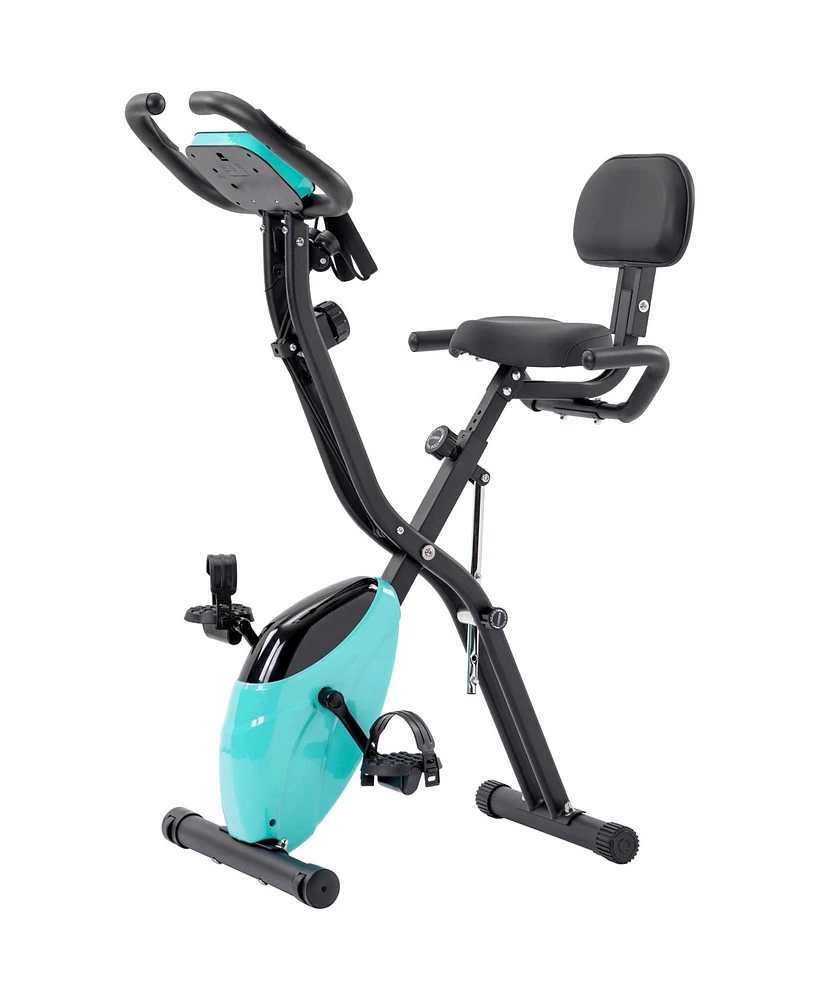 Slickblue Folding Exercise Bike: Upright and Recumbent X-Bike for Compact Home Fitness Workouts