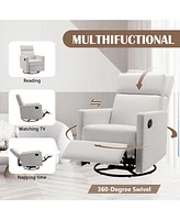 Slickblue Plush Rocker Nursery Chair Glider Swivel Recliner for Comfortable Seating