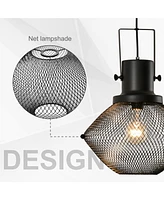 Industrial Pendant Light Fixtures, Black Metal Frame Hanging Ceiling Light for Living Room, Bedroom, Kitchen, Dining Room with Adjustable Hanging Chai